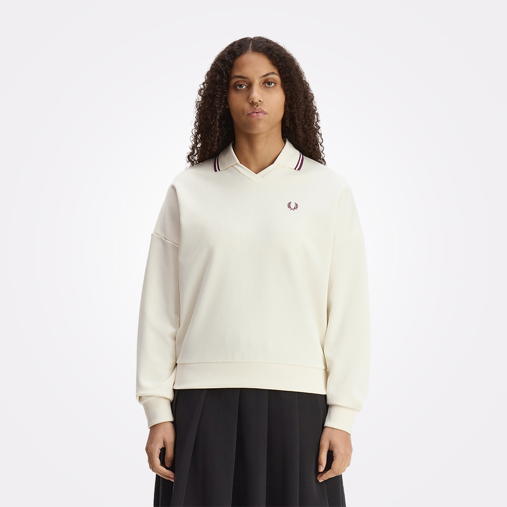 Fred Perry Tipped Open Collar Sweatshirt – Ženska polo majica, fotografija 1